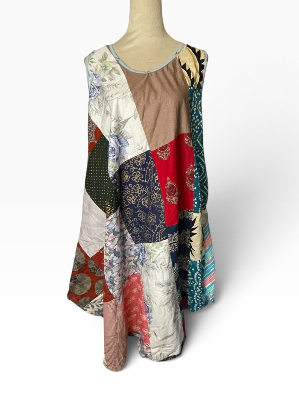 Ashley Taylor Patchwork Sleeveless A-Line Dress in Multi-Color